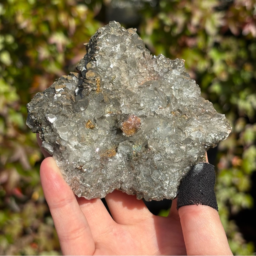 Benz calcite with rainbow pyrite
